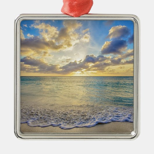 Aruba Sunset over Verplaatsend Zee Metalen Ornament (Voorkant)