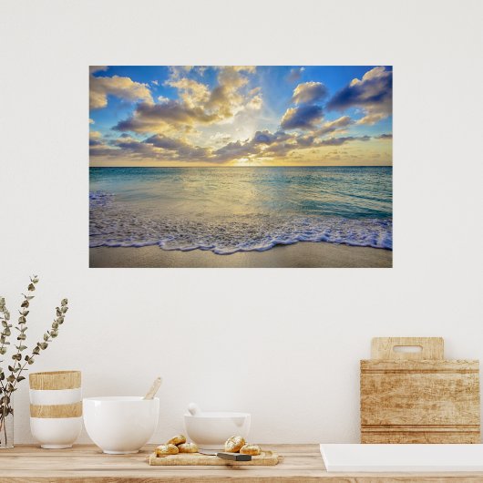 Aruba Sunset over Zee verplaatsen Poster (Keuken)
