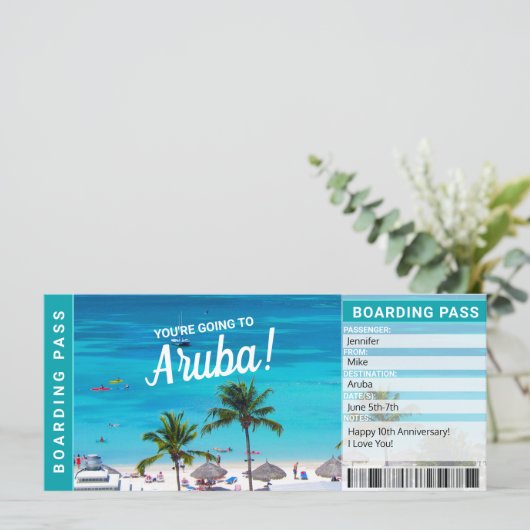 Aruba Surprise Trip boarding Pass Cicket (Staand voorkant)