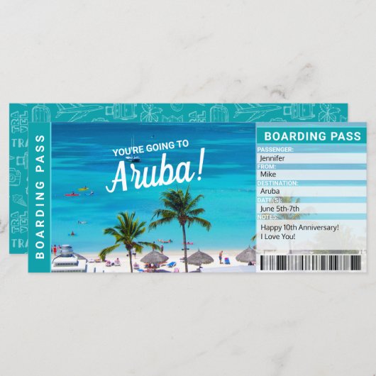 Aruba Surprise Trip boarding Pass Cicket (Voorkant / Achterkant)