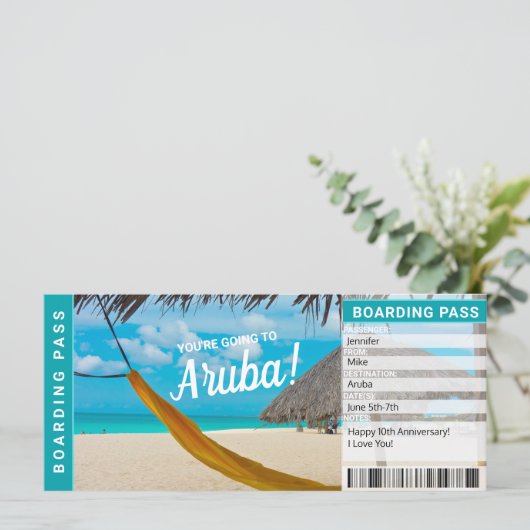 Aruba Surprise Trip boarding Pass Cicket (Staand voorkant)