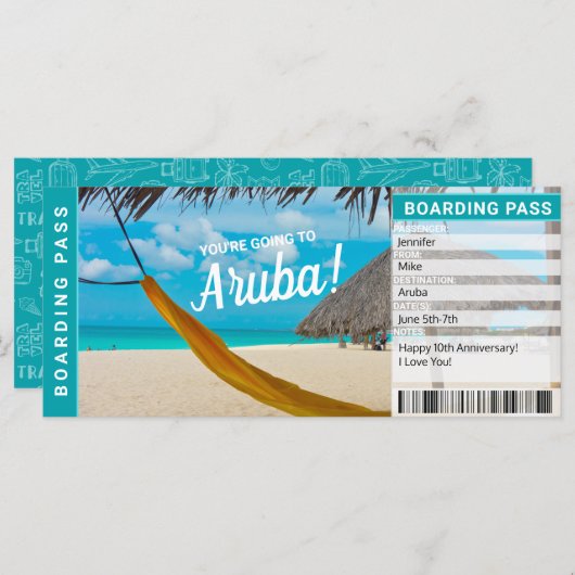 Aruba Surprise Trip boarding Pass Cicket (Voorkant / Achterkant)