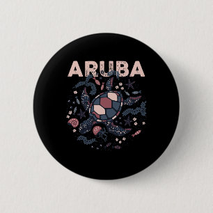 Aruba Travel Zomervakantie Arubaanse schildpad Tro Ronde Button 5,7 Cm