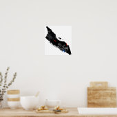 Aruba Trendy Peace Sign met Aruban-kaart Poster (Keuken)