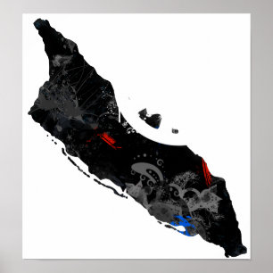 Aruba Trendy Peace Sign met Aruban-kaart Poster