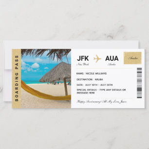 Aruba Vacation Travel Cicket Boarding Pass
