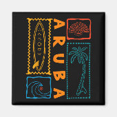 Aruba Vacation Wave Surfing Summer Beach Retro  Magneet (Voorkant)