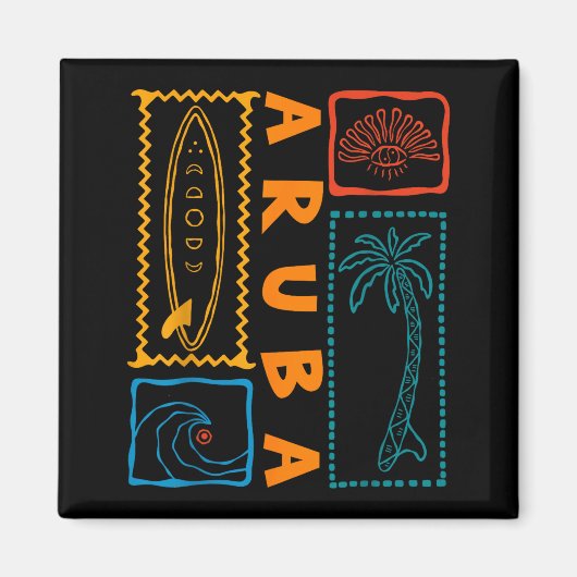 Aruba Vacation Wave Surfing Summer Beach Retro  Magneet (Voorkant)