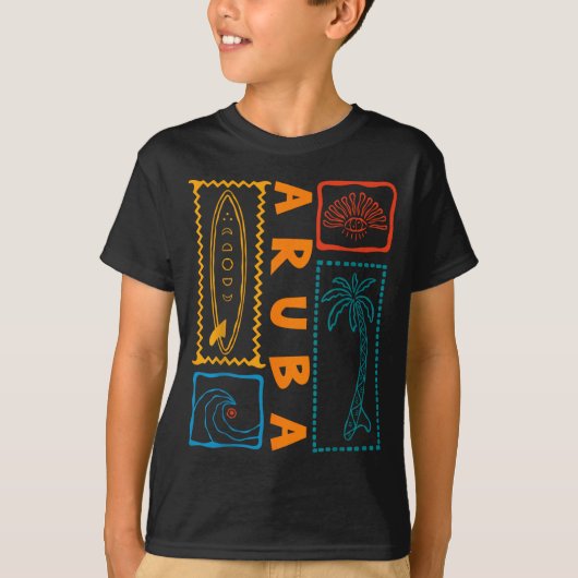 Aruba Vacation Wave Surfing Summer Beach Retro  T-shirt (Voorkant)