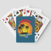 Aruba Vacay Mode op Family Group Matking Travel Pokerkaarten (Achterkant)
