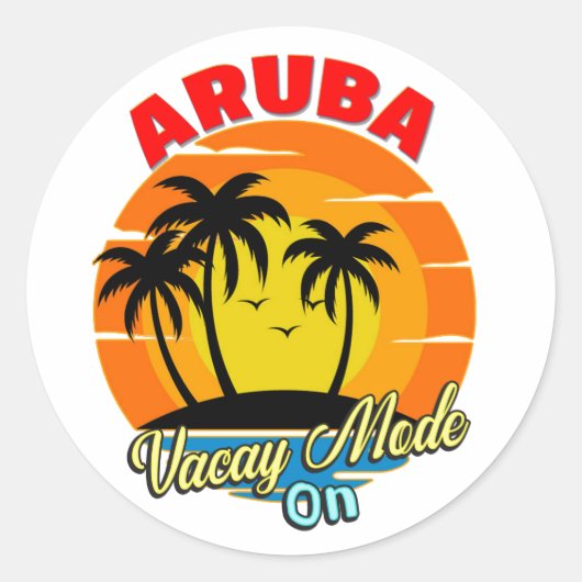 Aruba Vacay Mode op Family Group Matking Travel Ronde Sticker (Voorkant)