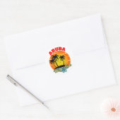 Aruba Vacay Mode op Family Group Matking Travel Ronde Sticker (Envelop)