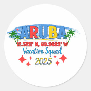 Aruba Vakantie 2025 Sfeer Tropisch Eilanduitstap Ronde Sticker