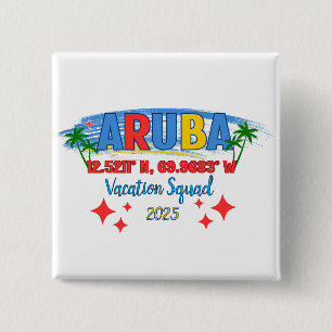 Aruba Vakantie 2025 Sfeer Tropisch Eilanduitstap Vierkante Button 5,1 Cm