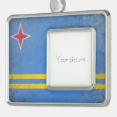 Aruba Verzilverd Omlijst Ornament (Links)