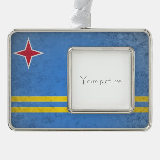 Aruba Verzilverd Omlijst Ornament (Voorkant)