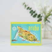 Aruba Vintage Eiland Kaart Ansichtkaart (Staand voorkant)