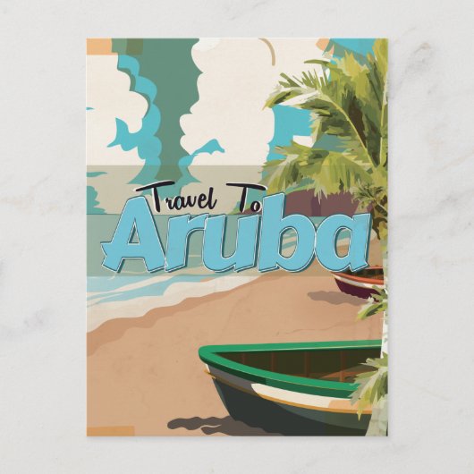 Aruba vintage reisposter. briefkaart (Voorkant)