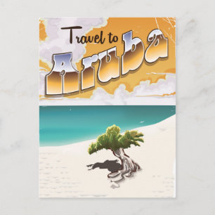 Aruba vintage strand reisprint briefkaart