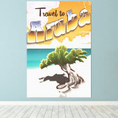 Aruba vintage strand reisprint canvas afdruk (Insitu (Houten vloer))