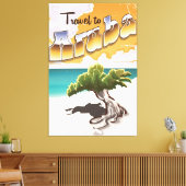 Aruba vintage strand reisprint canvas afdruk (Insitu (Woonkamer))