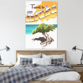Aruba vintage strand reisprint canvas afdruk (Insitu (Slaapkamer))