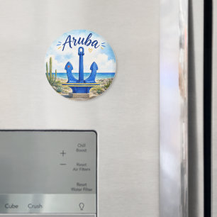 Aruba vlag anker Caraïbisch eiland reis souvenir Magneet