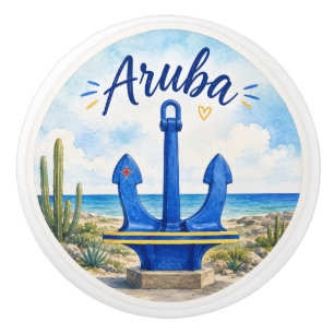Aruba vlag anker Caribisch eiland reis souvenir Keramische Knop