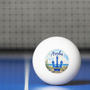Aruba vlag anker Caribisch eiland reis souvenir Pingpongbal