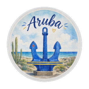 Aruba vlag anker Caribisch eiland reis souvenir Snijplank