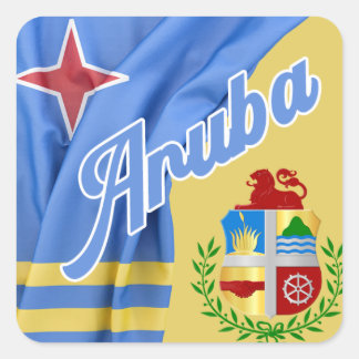 Aruba - vlag en wapenstilstand vierkante sticker