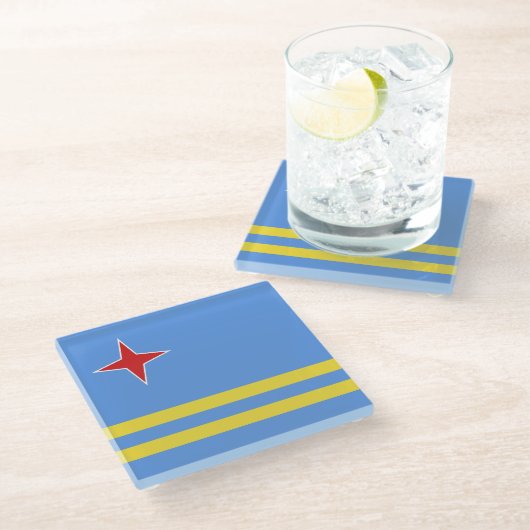 Aruba-vlag Glazen Onderzetter (Schuin)