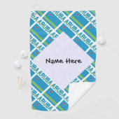 Aruba vlag met de titel blauwe personalisatie golfhanddoek (Insitu)