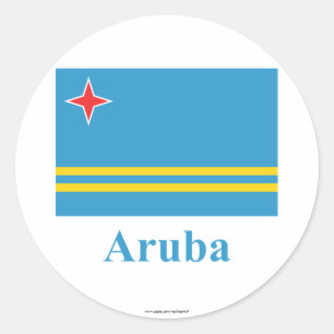 Aruba Vlag met naam Ronde Sticker