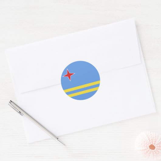 Aruba-vlag Ronde Sticker (Envelop)