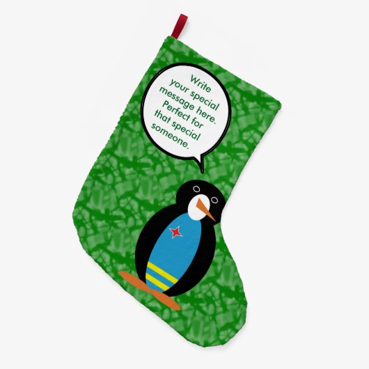 Aruba Vlag Vakantie Ms. Penguin aan het praten Grote Kerstsok (Voorkant (Hangend))