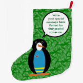 Aruba Vlag Vakantie Ms. Penguin aan het praten Grote Kerstsok (Achterkant)