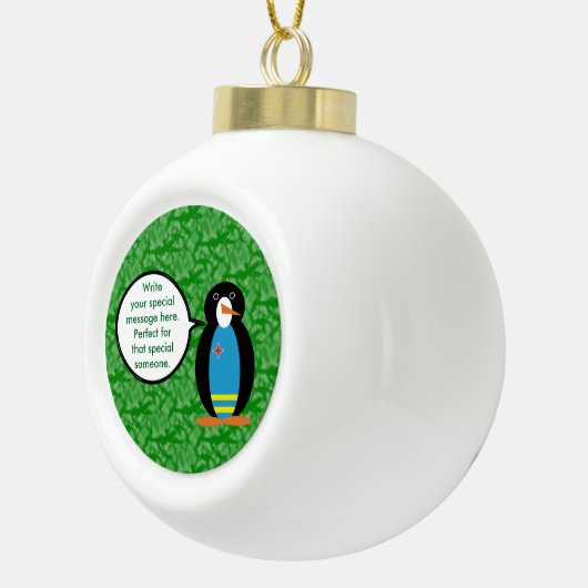 Aruba Vlag Vakantie Ms. Penguin aan het praten Keramische Bal Ornament (Rechts)