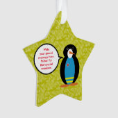 Aruba Vlag Vakantie Ms. Penguin aan het praten Ornament (voorkant)