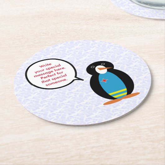 Aruba Vlag Vakantie Ms. Penguin aan het praten Ronde Kartonnen Onderzetter (Gebogen)