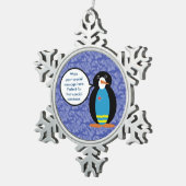 Aruba Vlag Vakantie Ms. Penguin aan het praten Tin Sneeuwvlok Ornament (Rechts)