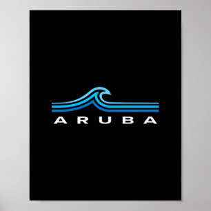 Aruba Waves Vintage Heren Dames Meisjes Jongens Re Poster