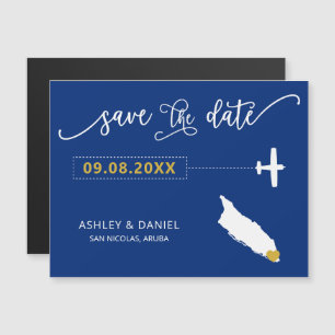 Aruba Wedding Save the Date Card, Map Magnetische Uitnodiging