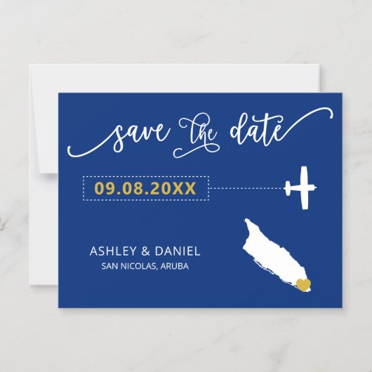 Aruba Wedding Save the Date Card, Map Magnetische Uitnodiging (Voorkant)