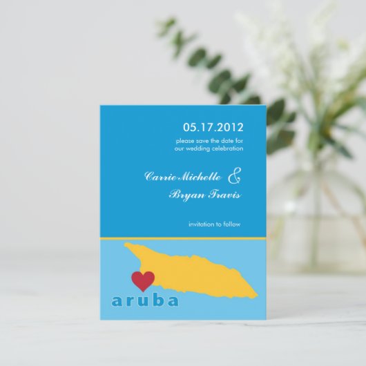 Aruba Wedding Save the Date Notice Kaart (Staand voorkant)