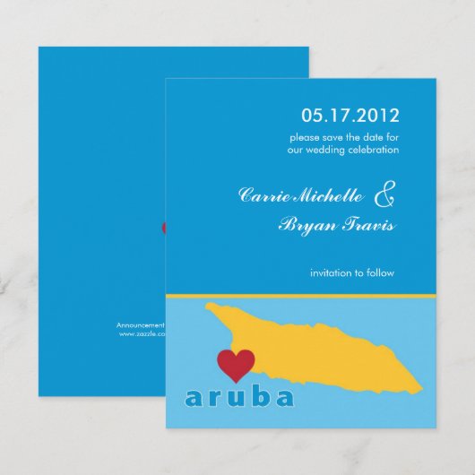 Aruba Wedding Save the Date Notice Kaart (Voorkant / Achterkant)