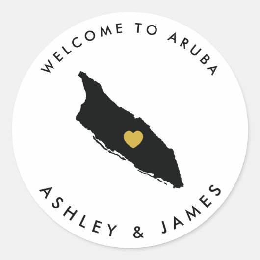 Aruba Wedding Welcome Sticker Label Gold (Voorkant)
