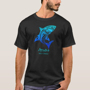 Aruba West Indies  Retro Tribal Shark Vacat T-shirt