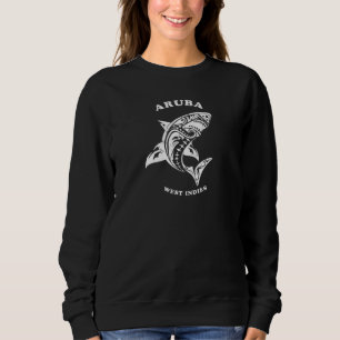 Aruba West Indies  Retro Tribal Shark Vacat Trui