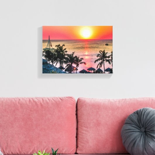 Aruba-zonsondergang Canvas Afdruk (Insitu (Woonkamer))